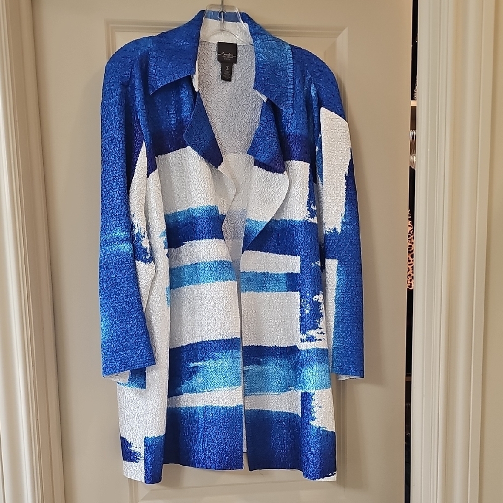 Chico's Blue & White Patterned Coat